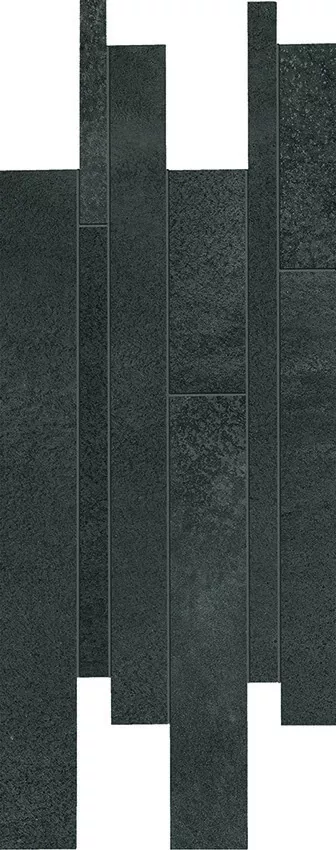 Декор Ergon Tr3nd Listelli Sfalsati Black, 30x60, под мозаику, чёрный, матовый