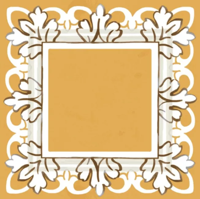 Декор Kerama Marazzi Алмаш Жёлтый глянцевый, 9.8x9.8, орнамент, жёлтый, глянцевый