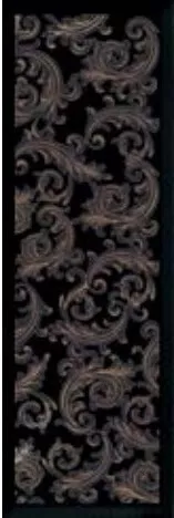 Декор Versace Solid Gold Barocco Black, 20x60, с рисунком, чёрный, глянцевый