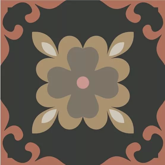 Керамогранит APE Dahlia Day, 15x15, орнамент, мультиколор, матовый