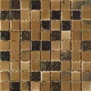 Мозаика Ceramica Grazia Listelli Mosaico  Pepe/Peltro, 30x30, моноколор, коричневая, глянцевая