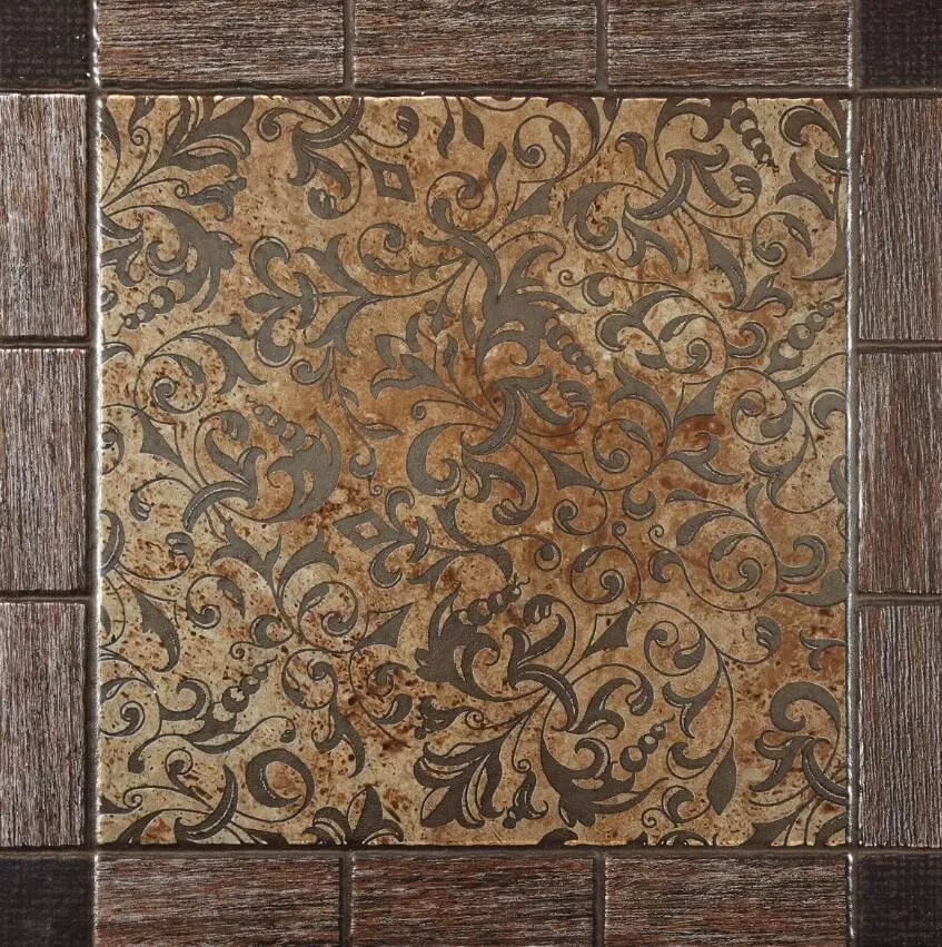 Декор Ceramica Gomez Oriol Beige Dec., 45x45, под дерево, коричневый, матовый