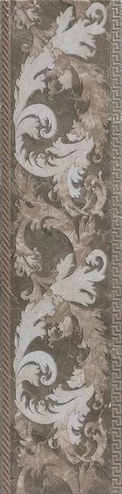 Бордюр Versace Marble Fascia Barocca Grig Lev, 14.4x58.5, под обои, серый, полированный