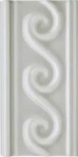 Бордюр Adex Neri Relieve Olas PB Silver Mist, 7.5x15, под обои, серый, глянцевый