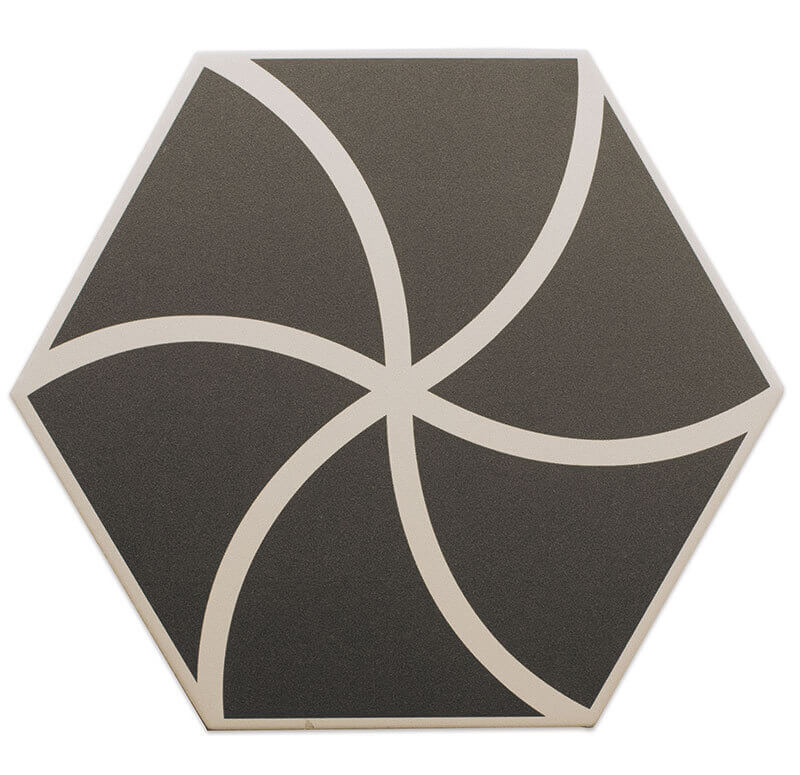 Керамогранит DNA Tiles Fancy Waves Graphite, 20x23, геометрия, коричневый, матовый