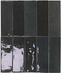 Настенная плитка DNA Tiles Safi Graphite, 5.2x16, под майолику, чёрная, глянцевая