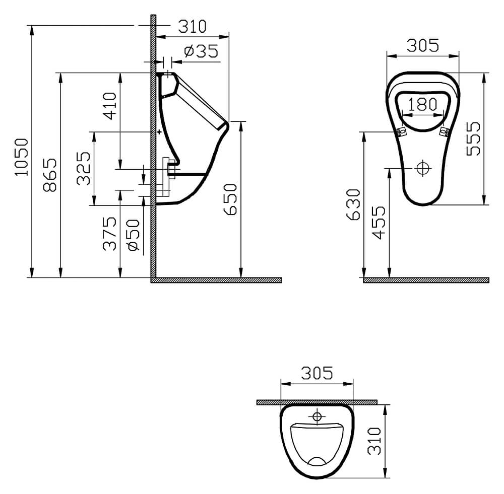 Писсуар подвесной Vitra Arkitekt 6202B003-0198