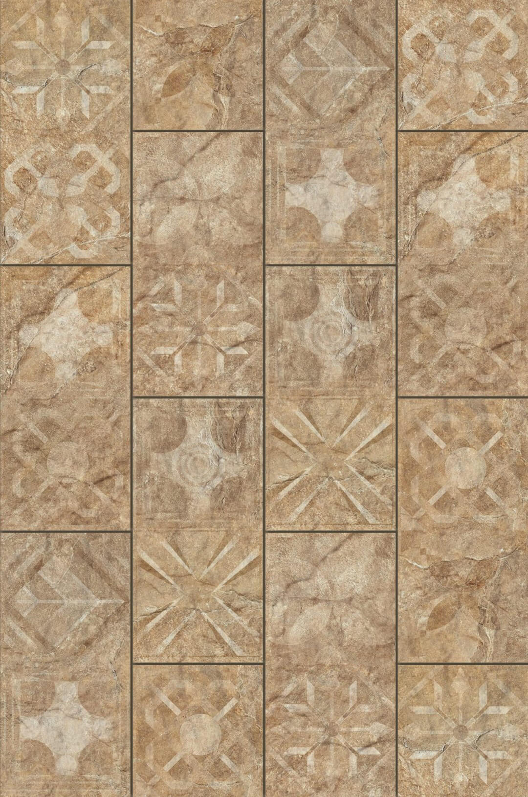 Декор Cerrad Torstone Brown Decor, 14.8x30, орнамент, коричневый, матовый