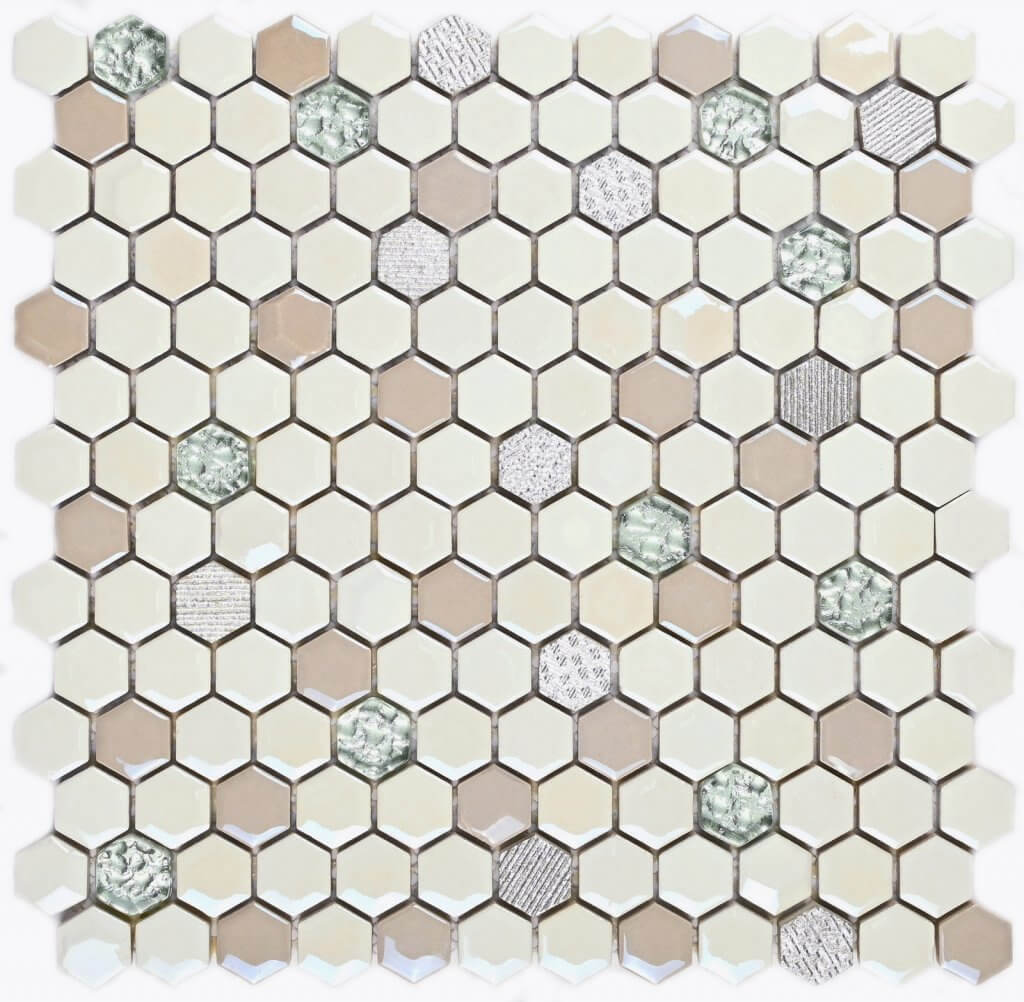 Мозаика Bonaparte Mosaics Deluxe, 30.2x30.5, моноколор, бежевая, глянцевая