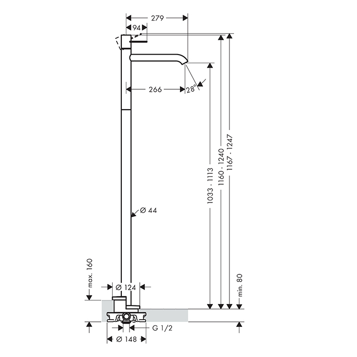 Смеситель для раковины Axor Uno 38037140