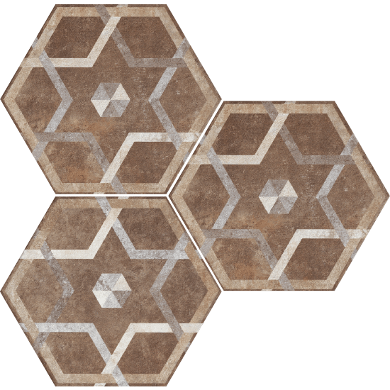 Керамогранит Fioranese Ceramica Heritage Exagona Texture 5, 34.5x40, под бетон, коричневый, матовый