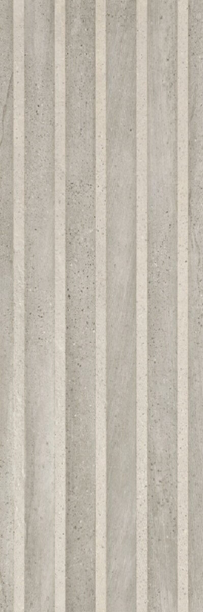 Декор Porcelanite Dos Sakai 9542 Silver Relieve Kimura, 30x90, под камень, серый, матовый