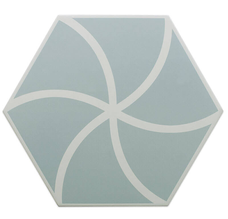 Керамогранит DNA Tiles Fancy Waves Blue, 20x23, геометрия, голубой, матовый