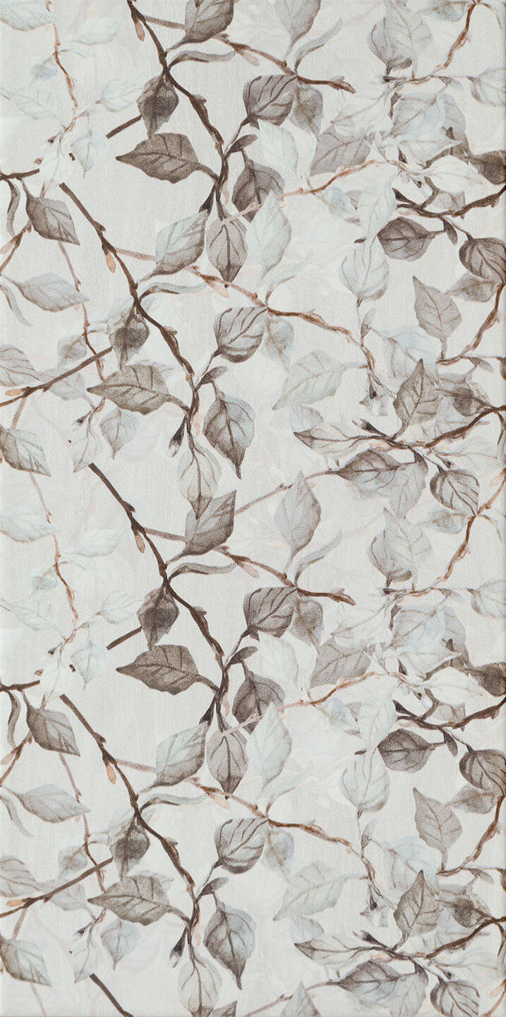 Декор Tubadzin Edello Dekor Leaves, 22.3x44.8, под дерево, серый, глянцевый