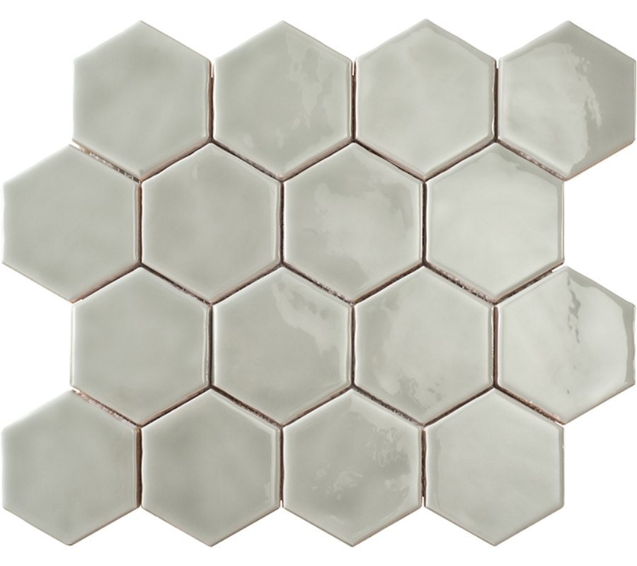 Мозаика Amadis Fine Tiles Art Deco Glossy on Mesh Chameleon, 28x32, под майолику, серая, глянцевая