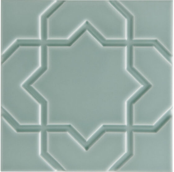 Декор Adex Neri Liso Star Sea Green, 15x15, орнамент, голубой, глянцевый