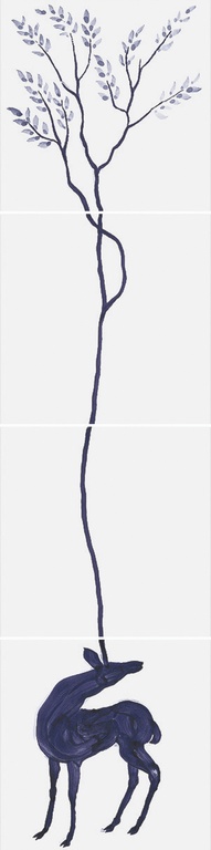 Декор Bardelli Il bosco dei cervi 1 3, 20x80, с рисунком, белый, глянцевый