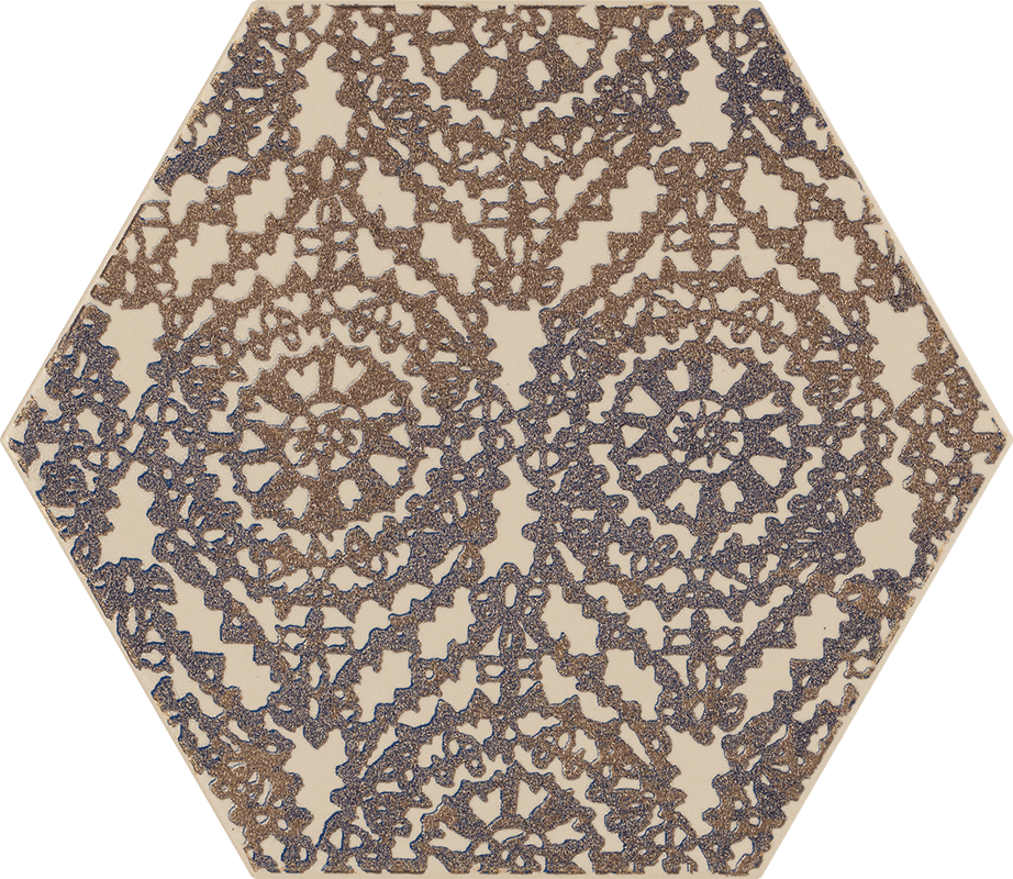 Декор Paradyz Glitter Mood Blue Heksagon A, 19.8x17.1, орнамент, бежевый, матовый