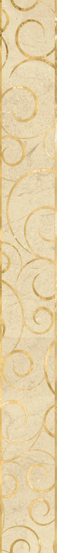 Бордюр LB-Ceramics Миланезе Дизайн Флорал крема, 6x60, орнамент, золотой, глянцевый