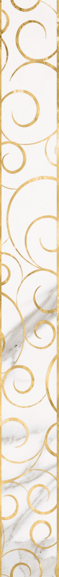 Бордюр LB-Ceramics Миланезе Дизайн Флорал каррара, 6x60, под мрамор, белый, глянцевый