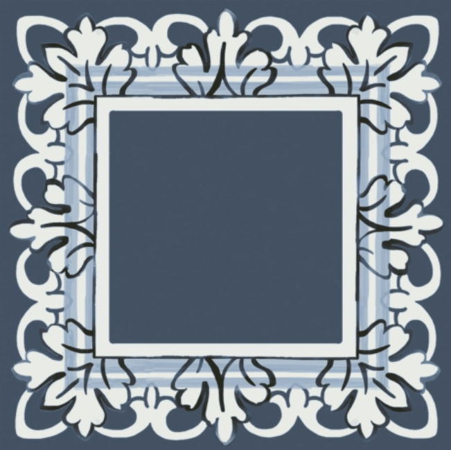 Декор Kerama Marazzi Алмаш Синий глянцевый, 9.8x9.8, орнамент, синий, глянцевый