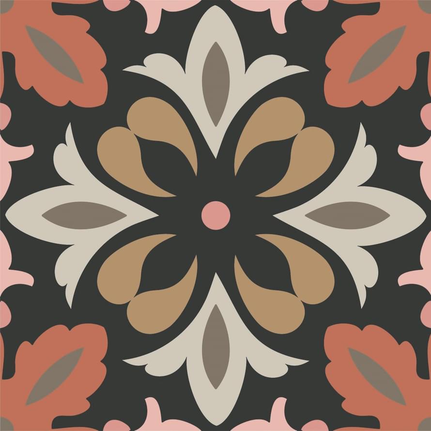 Керамогранит APE Dahlia Daisy Day, 15x15, орнамент, мультиколор, матовый