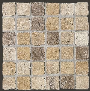 Мозаика Settecento Maya Mosaico Mix.Sabbia/Bruno/Avorio, 32.7x32.7, под камень, бежевая, матовая