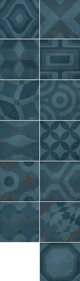 Декор Memory Of Cerim Decor Liberty Bleu, 20x20, пэчворк, синий, матовый