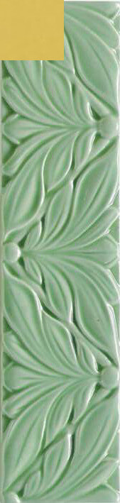 Декор Ceramica Grazia Listelli Cornice Alloro Oro, 6.5x26, под обои, жёлтый, глянцевый
