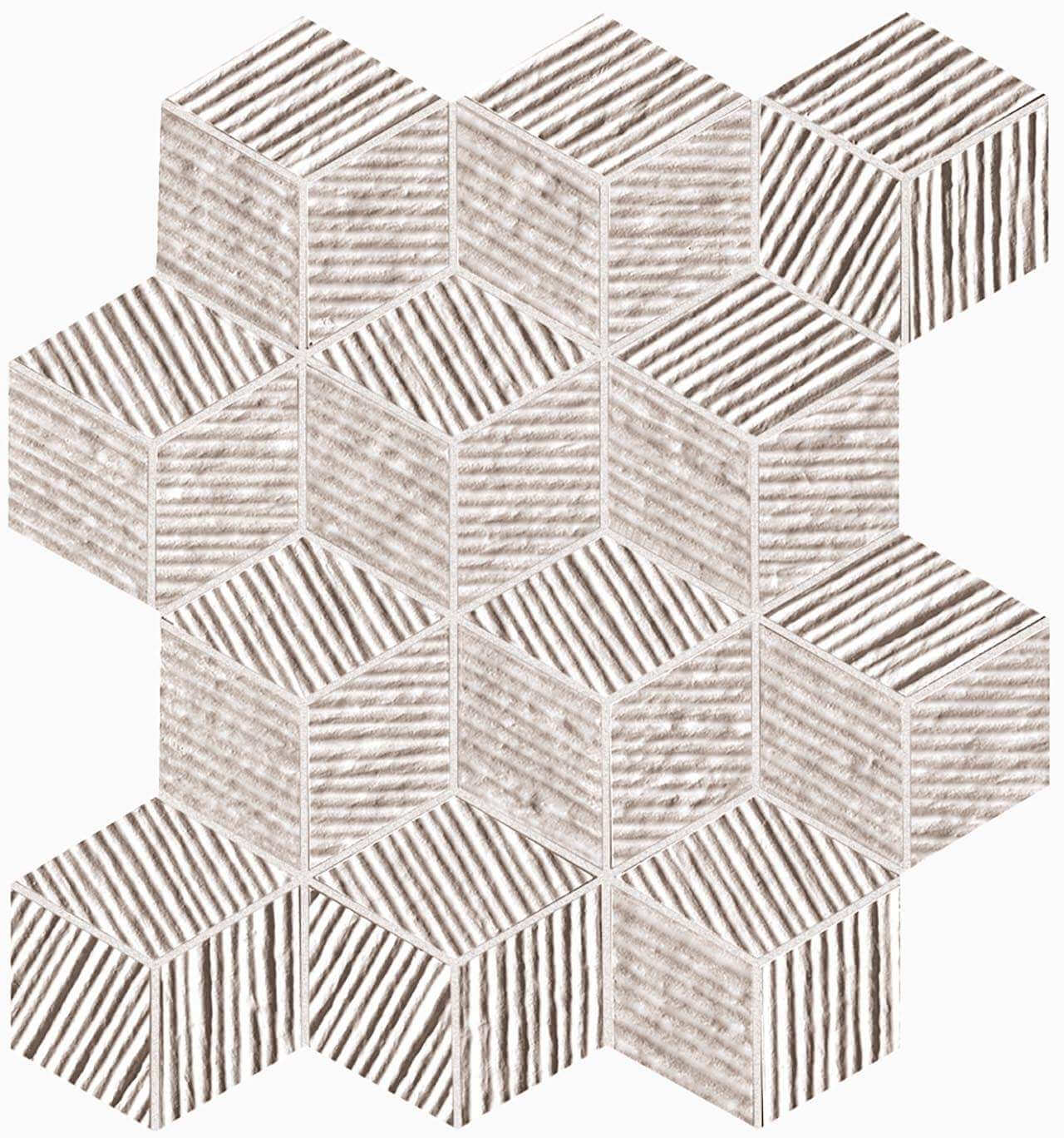 Мозаика FAP Ceramiche Lumina Glam Mos.Pearl Cube, 22.5x26, геометрия, бежевая, рельефная