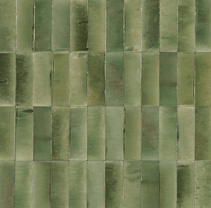 Керамогранит Ragno Gleeze Giada, 5x15, под майолику, зелёный, глянцевый