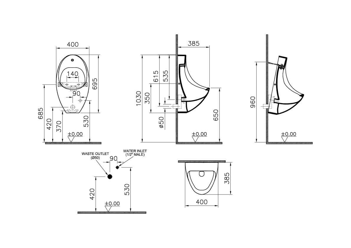 Писсуар подвесной Vitra Arkitekt 4106B003-5597
