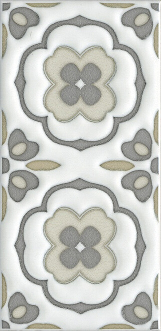 Декор Kerama Marazzi Клемансо орнамент  (1), 7.4x15, орнамент, бежевый, глянцевый