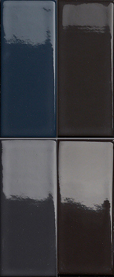 Настенная плитка 41zero42 Cosmo Brick Blu-Nero Lap, 6.5x15.5, под майолику, антрацит, лаппатированная