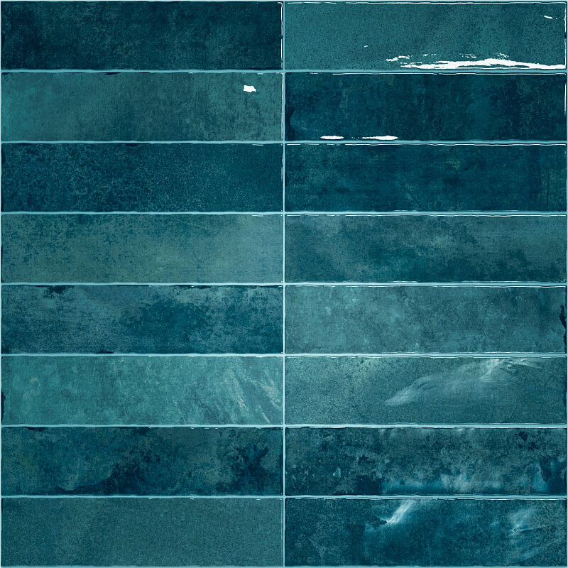 Настенная плитка Vilar Albaro Nairobi Blue, 7.5x30, моноколор, синяя, глянцевая