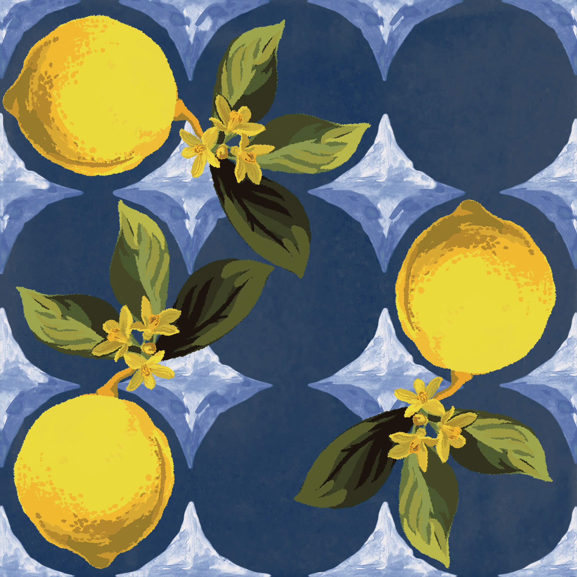 Керамогранит Sant'Agostino Vita Giardino Blu Luc, 20x20, под майолику, синий, полированный