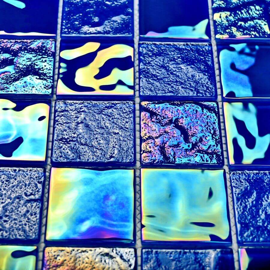 Мозаика Bonaparte Mosaics Bondi blue-48, 29.8x29.8, под камень, синяя, глянцевая