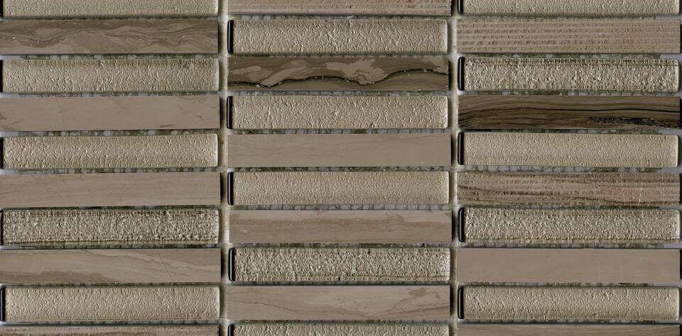 Мозаика L'antic Colonial Time Text Linear Silk Wood G-518, 30x30.5, под камень, коричневая, глянцевая