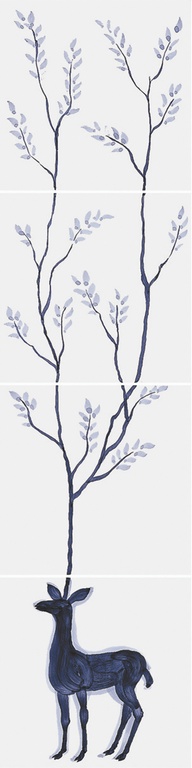 Декор Bardelli Il bosco dei cervi 1 1, 20x80, с рисунком, белый, глянцевый