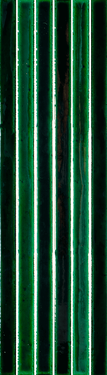 Мозаика Amadis Fine Tiles Long Stick Jungle Crackle, 13x45, кракелюр, зелёная, глянцевая