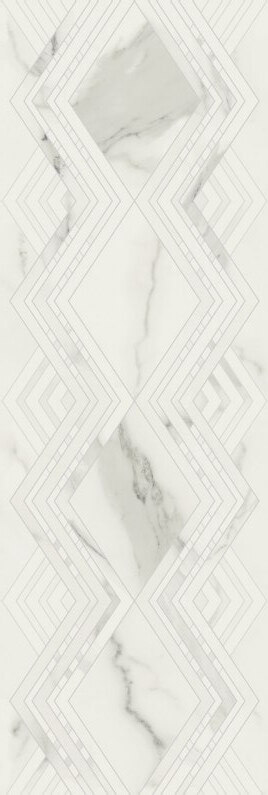 Настенная плитка Baldocer Patmos Rombus, 40x120, под мрамор, белая, глянцевая