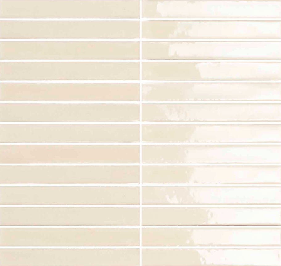 Мозаика Amadis Fine Tiles Short Stick Ivory Gloss, 28x30, под майолику, бежевая, глянцевая