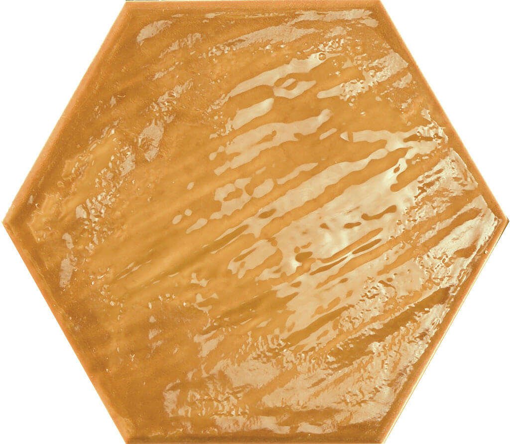 Керамогранит Prissmacer Rain Kaki Hex, 19.8x22.8, под майолику, оранжевый, рельефный