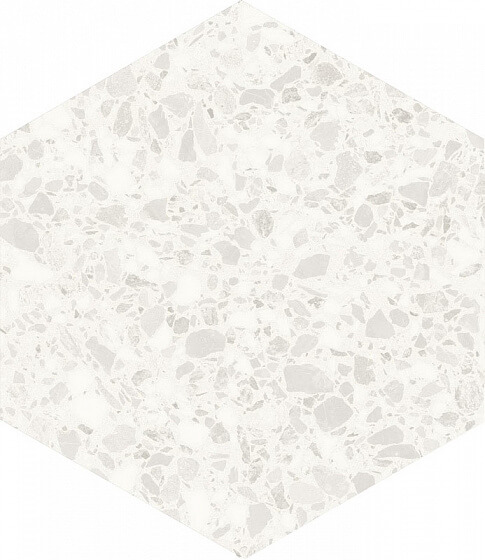 Керамогранит DNA Tiles Terrazzo White, 32x36.8, имитация терраццо, белый, матовый