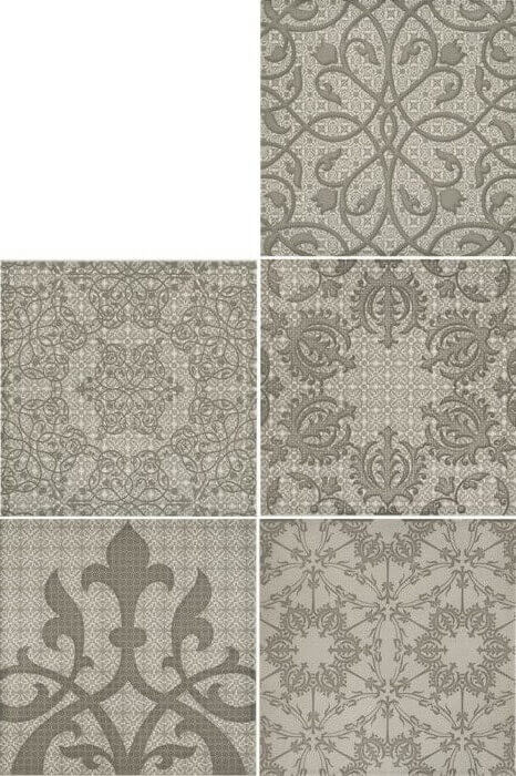 Керамогранит Bardelli Marcel Wanders Minoo A9 (mix 5 pz), 20x20, орнамент, серый, матовый