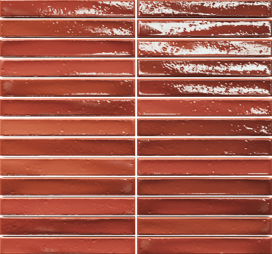 Мозаика Amadis Fine Tiles Short Stick Wild Coralito Crackle, 28x30, кракелюр, красная, глянцевая