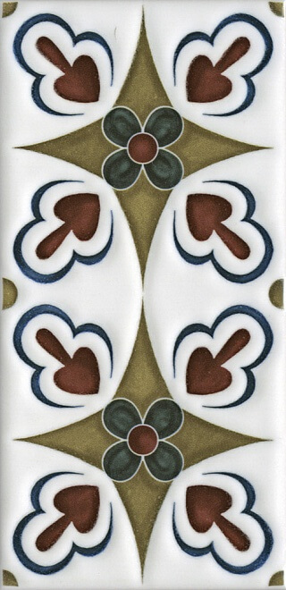 Декор Kerama Marazzi Клемансо орнамент  (9), 7.4x15, орнамент, мультиколор, глянцевый