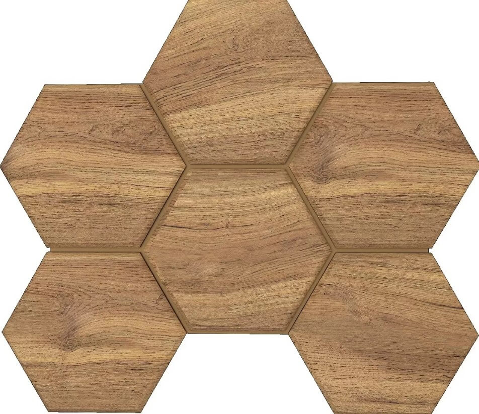 Мозаика Ametis by Estima Selection Eucalyptus SI02 Hexagon  Непол., 25x28.5, под дерево, коричневая, матовая