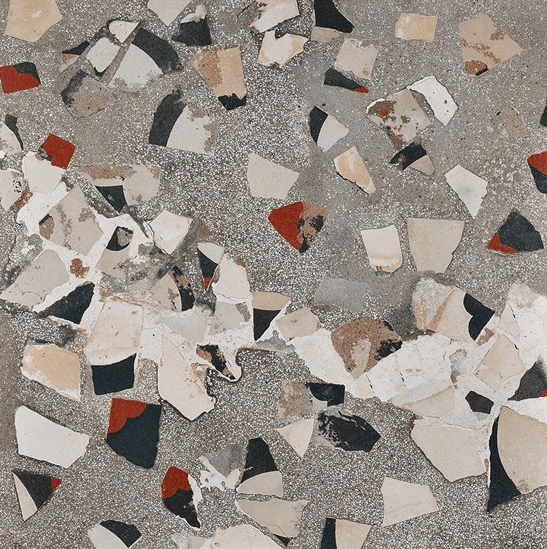 Керамогранит Fioranese Ceramica I Cocci Spaccato Cemento Nat/Ret, 90x90, имитация терраццо, серый, матовый