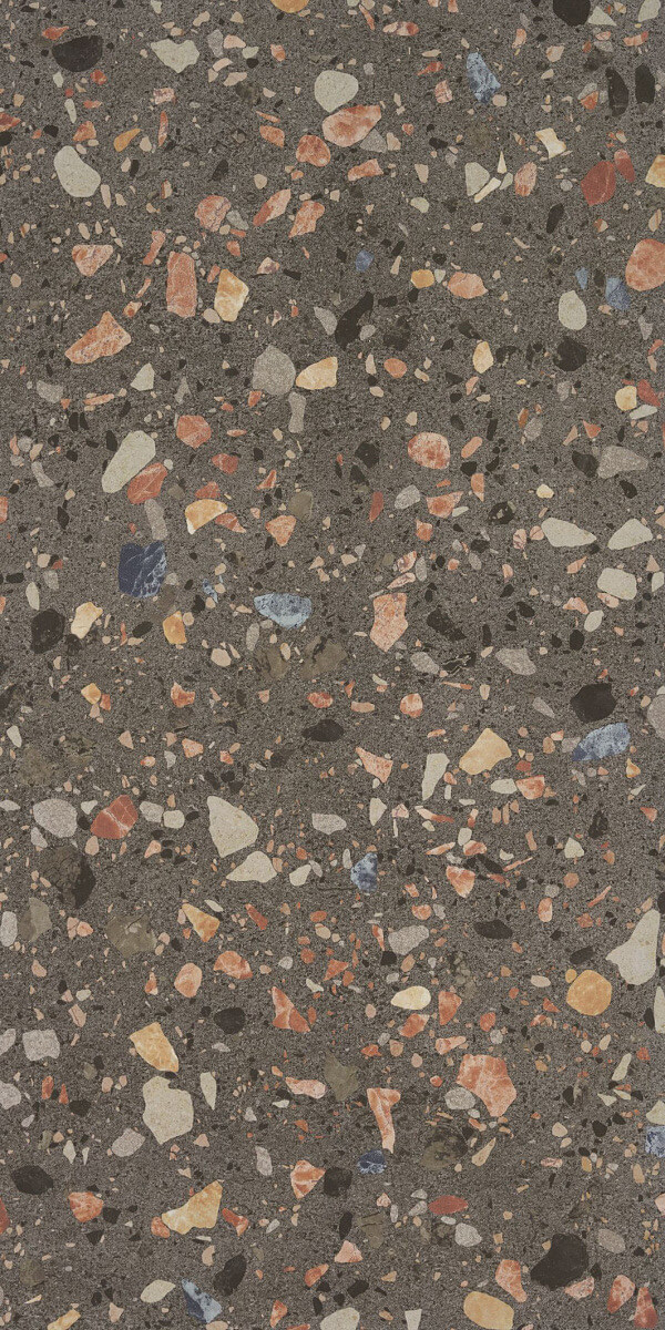 Керамогранит STiles Ceramic Azzo Black, 60x120, имитация терраццо, коричневый, матовый